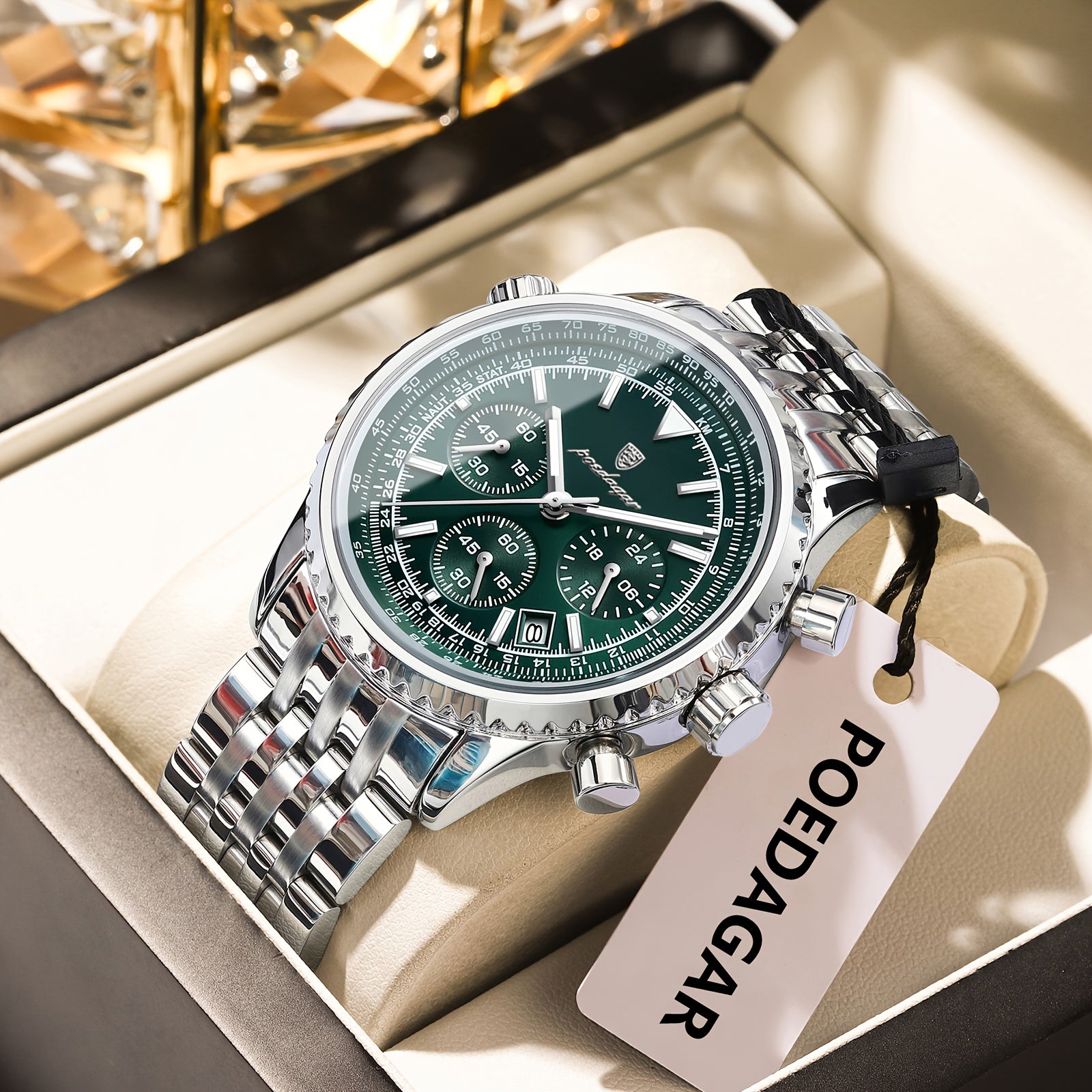 POEDAGAR Heren Business Quartz Horloge