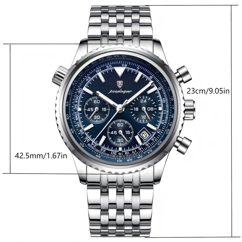 POEDAGAR Heren Business Quartz Horloge