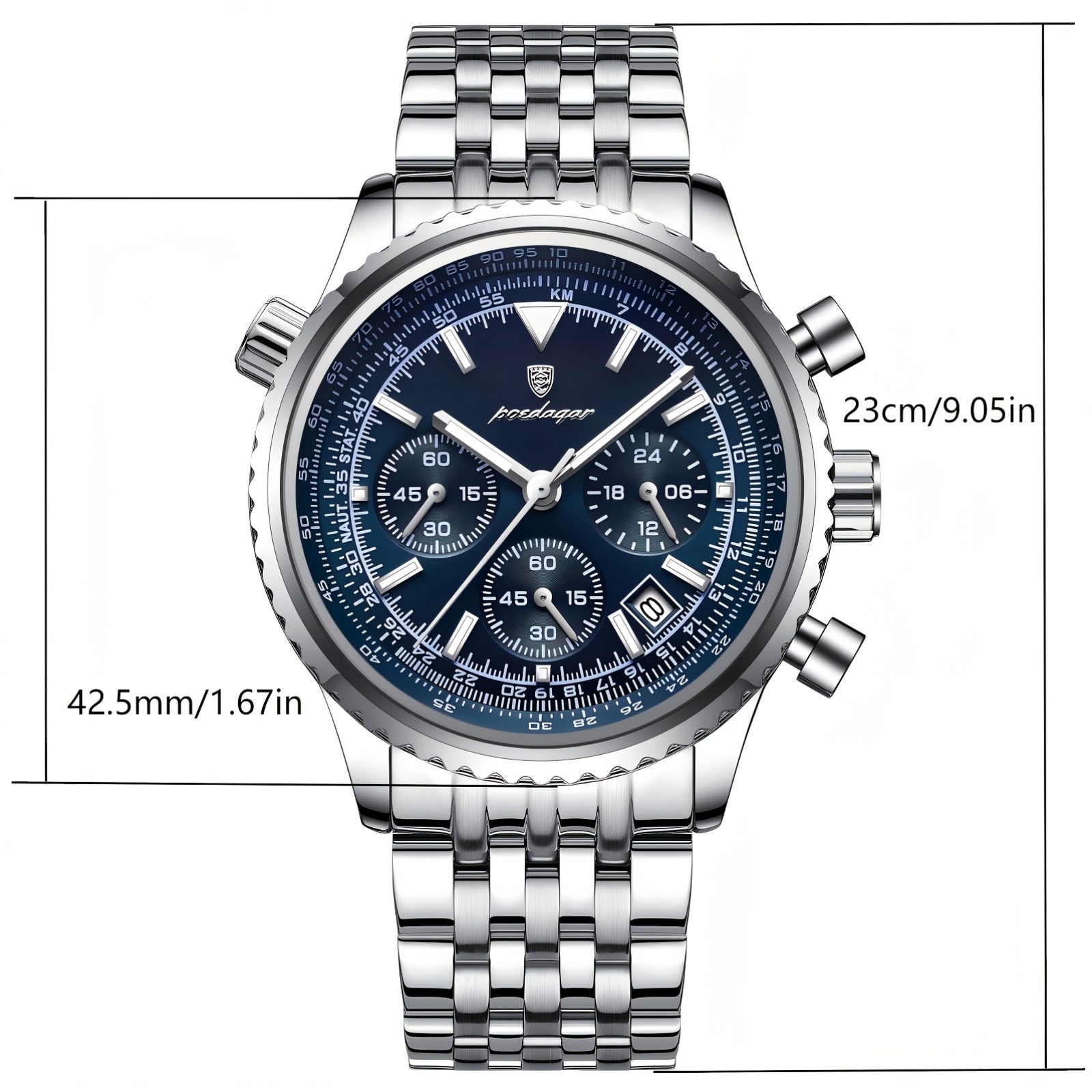 POEDAGAR Heren Business Quartz Horloge