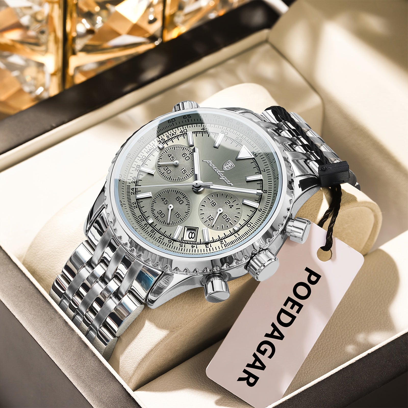 POEDAGAR Heren Business Quartz Horloge