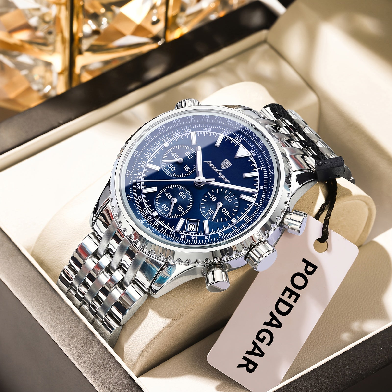 POEDAGAR Heren Business Quartz Horloge