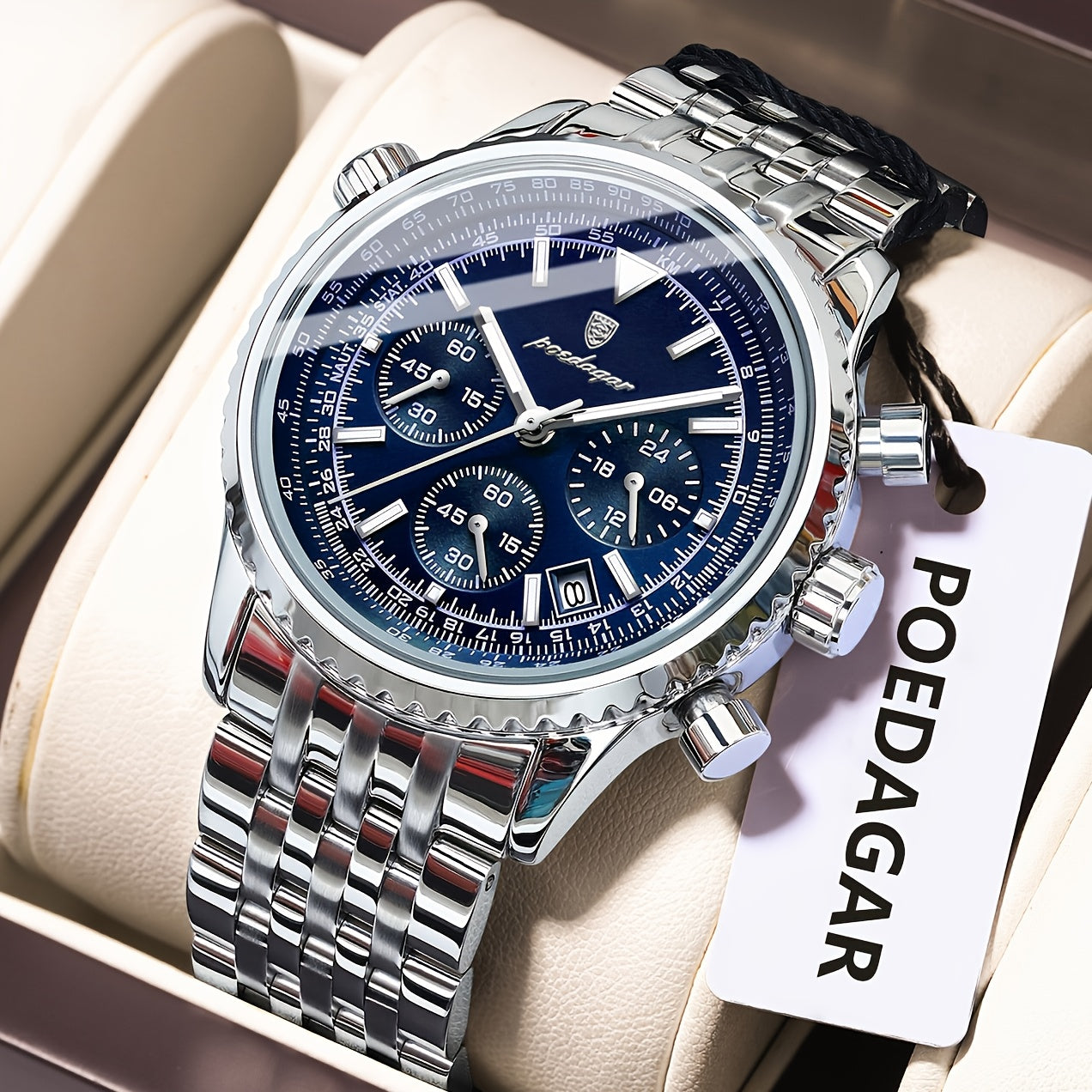 POEDAGAR Heren Business Quartz Horloge