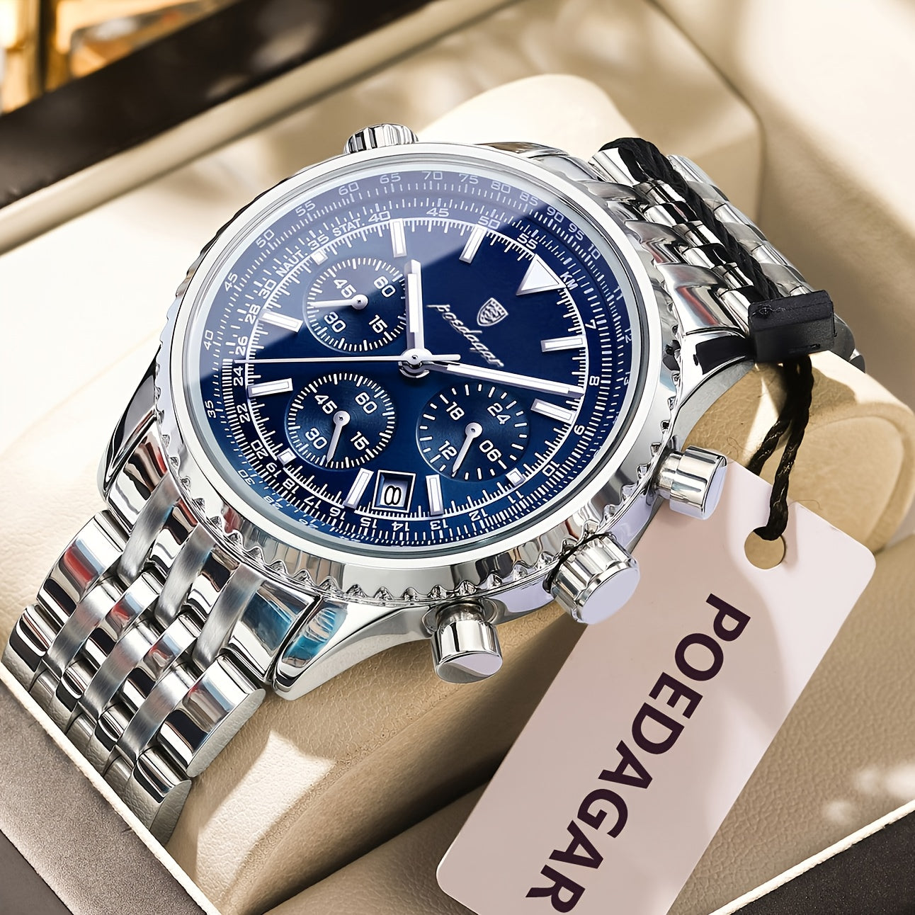 POEDAGAR Heren Business Quartz Horloge