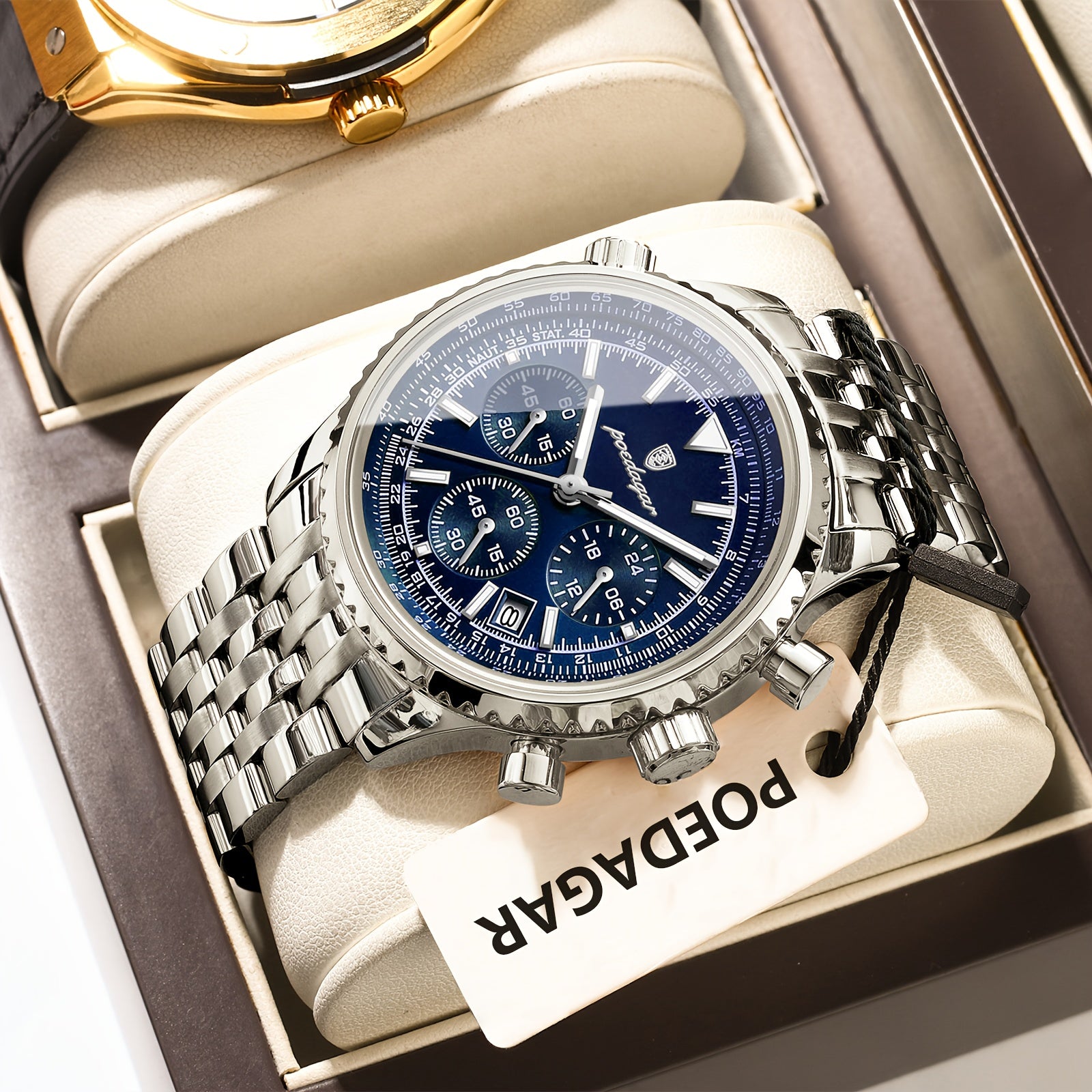 POEDAGAR Heren Business Quartz Horloge