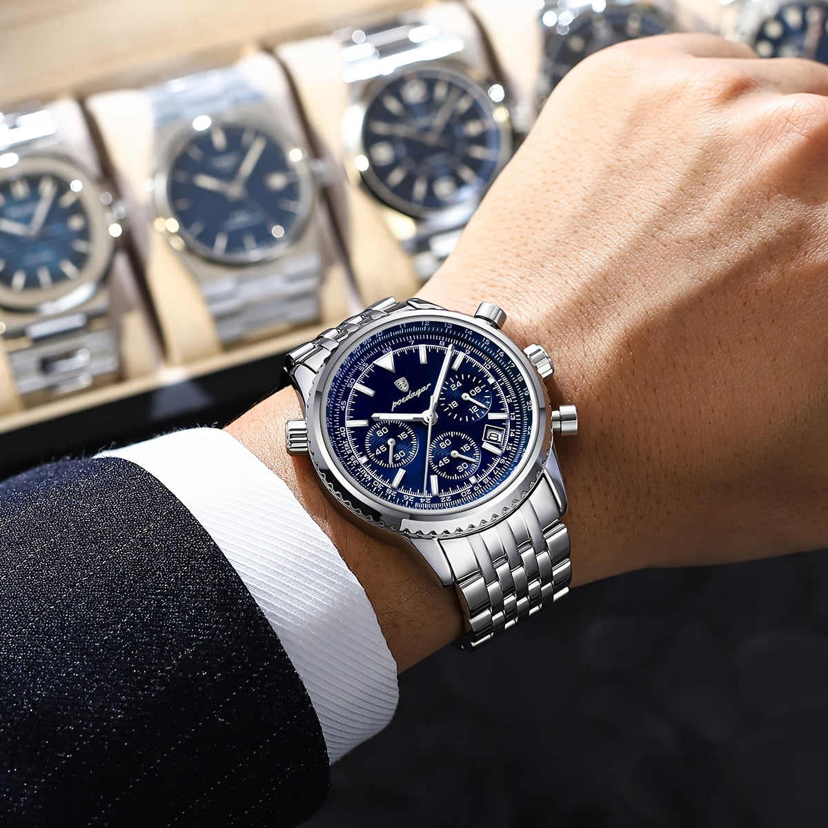 POEDAGAR Heren Business Quartz Horloge